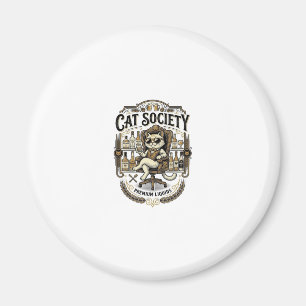 Aimant Société de chats Bar à alcool Humour Vintage Vecte