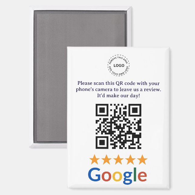 Aimant Société de code QR de critiques Google pour entrep (Recto/Verso)
