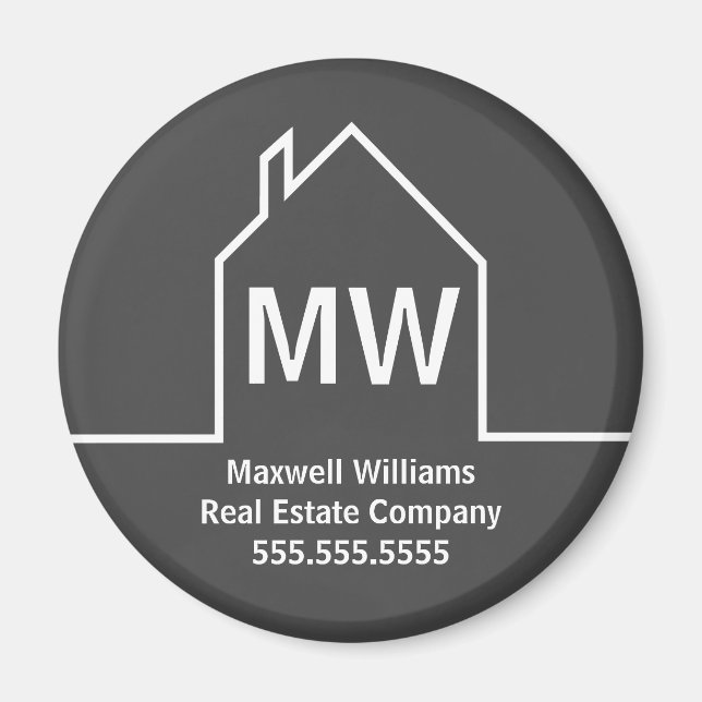 Aimant Société immobilière Realtor gris personnalisé (Devant)