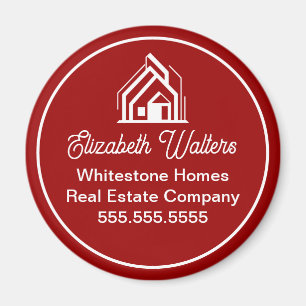 Aimant Société immobilière rouge Realtor personnalisé