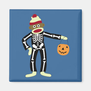 Aimant Sock Monkey Skeleton Halloween