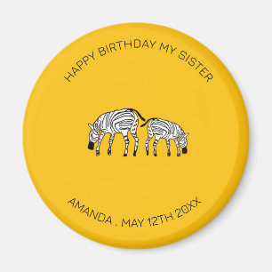 Aimant Soeur Anniversaire, joyeux et joyeux zèbres kényan