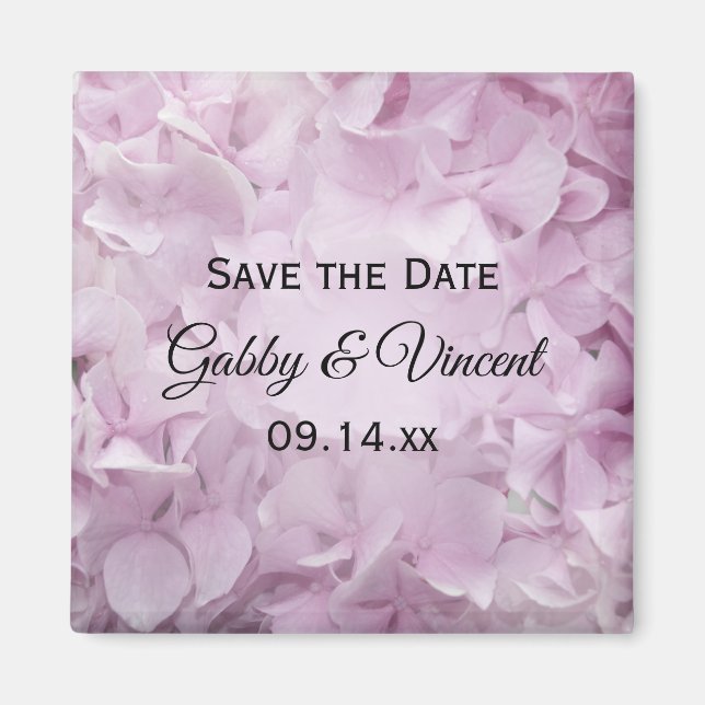 Aimant Soft rose Hydrangea Mariage Enregistrer la date (Devant)