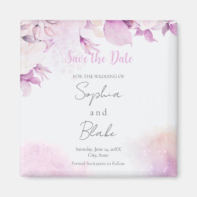 Aimant Soft rose moderne Boho Floral Feuilles Sauvez la d (Devant)
