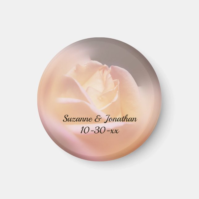 Aimant Soft Yellow Rose Wedding Favoriser (Devant)