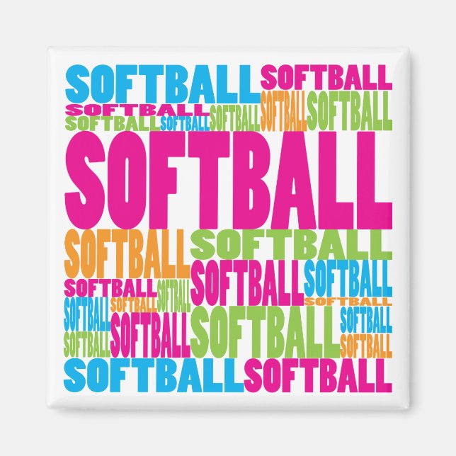 Aimant Softball coloré (Devant)