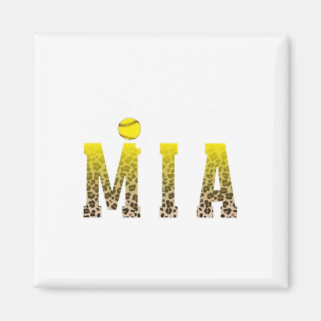 Aimant Softball Mia Leopard Grandma Mia Of A Softball Pla (Devant)