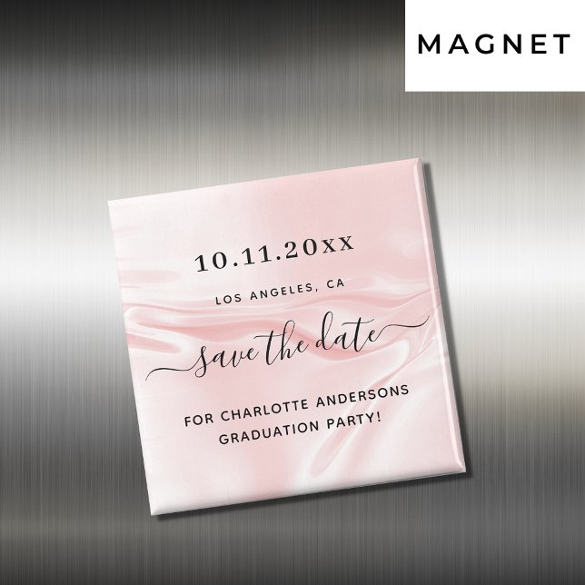 Aimant Soie rose pâle de la fête de graduation enregistre (Créateur téléchargé)