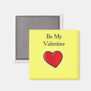 Aimant Sois mon coeur rouge valentin en jaune