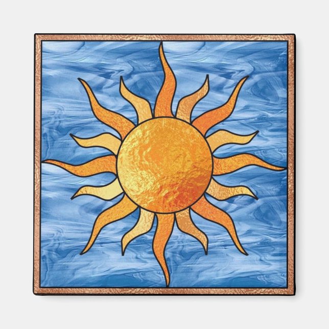 Aimant Soleil en verre tendu (Devant)