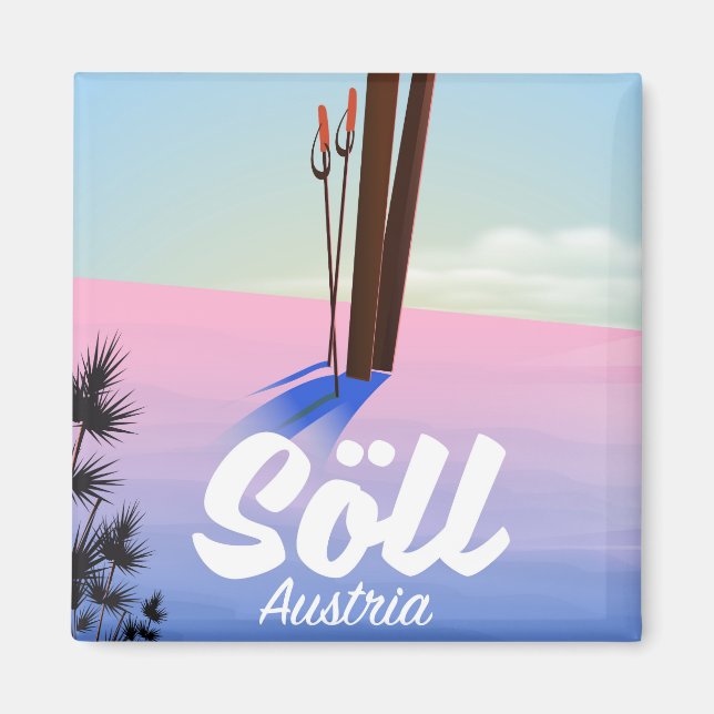 Aimant Söll, Autriche Affiche de voyage ski (Devant)