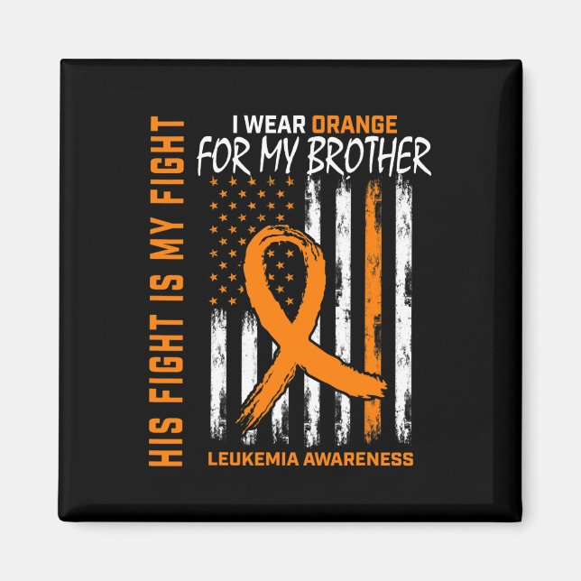 Aimant Son combat porte Orange Brother Leukemia Cancer Aw (Devant)