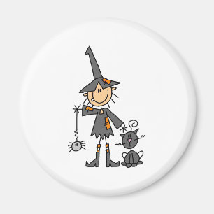 Aimant Sorcière avec le chat noir
