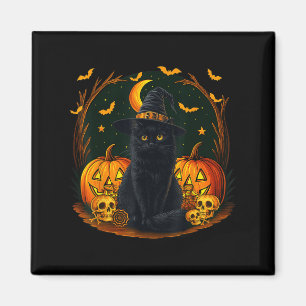 Aimant Sorcière de chat noir rétro Y Halloween Femmes Cit