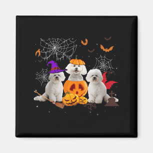 Aimant Sorcière de citrouille drôle Bichon Frise Chien Ha