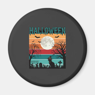 Aimant Sorcière de Halloween Chat Toile d'araignée Lune C