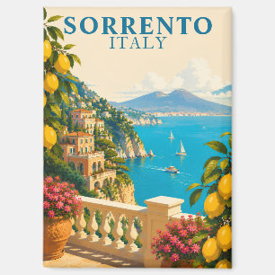 Aimant Sorrento Italie Citrons Voyage Vintage