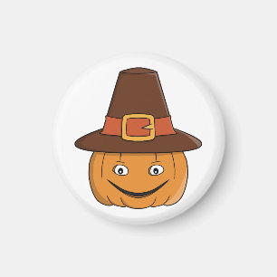 Aimant Sourire de citrouille de pèlerin de Thanksgiving
