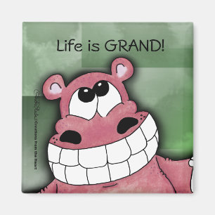 Aimant Sourire rose hippo