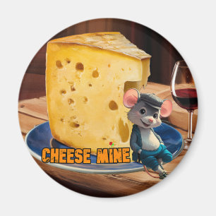 Aimant Souris de dessin animé en amour avec une tranche d