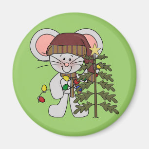 Aimant Souris de Noël décorant l'arbre