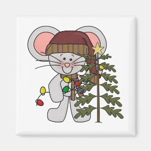 Aimant Souris de Noël décorant l'arbre