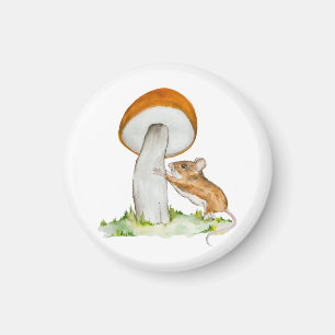 Aimant Souris drôle avec champignon sauvage