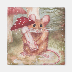 Aimant Souris et champignon de vacances