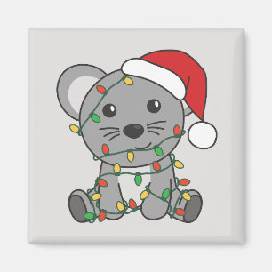 Aimant Souris Noël Animaux d'hiver Souris de vacances