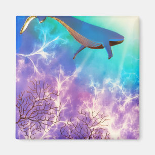 Aimant Sous la mer Bleue de la Baleine Océan Aquarelle