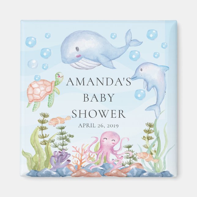 Aimant Sous l'aimant du Baby shower marin Favor (Devant)