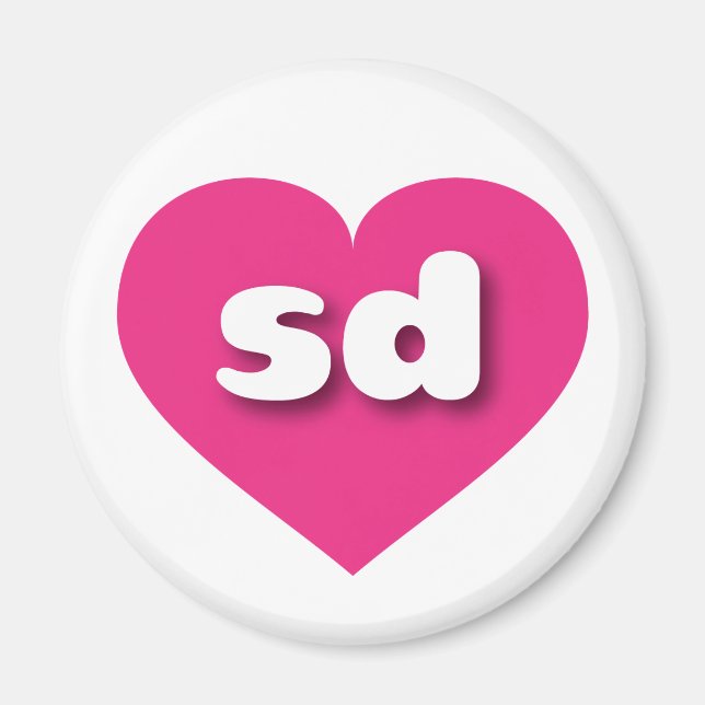 Aimant South Dakota coeur rose chaud - J'aime sd (Devant)