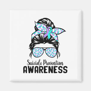 Aimant Soutien Équipe Messy Bun Prévention du suicide