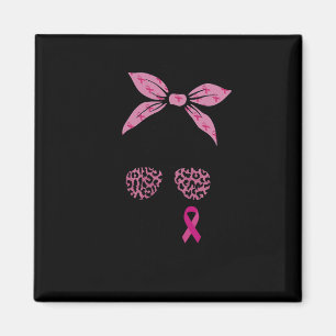 Aimant Soutien Squad Messy Bun Leopard Pink Breast Cancer