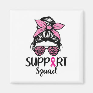 Aimant Soutien Squad Messy Bun Leopard Pink Breast Cancer