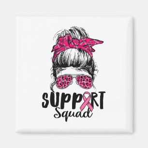 Aimant Soutien Squad Messy Bun Pink Warrior Cancer du sei