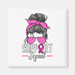 Aimant Soutien Squad Messy Bun Sensibilisation au cancer