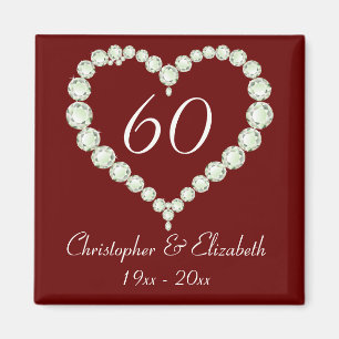 Aimant Souvenir d'anniversaire de diamant de coeur