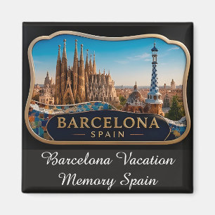 Aimant 🧲 Souvenir de vacances sur la skyline de Barcelon