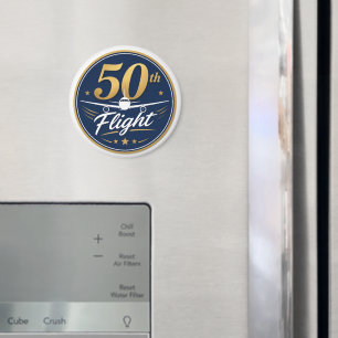 Aimant souvenir de voyage en avion d'or 50e vol