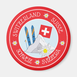 Aimant Souvenir de voyage Suisse Rouge Réfrigérateur magn