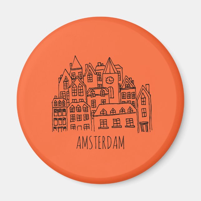 Aimant Souvenir orange d'Amsterdam Netherlands (Devant)