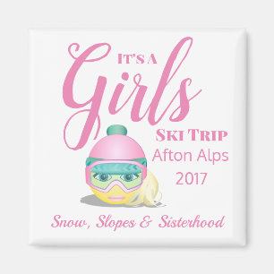 Aimant Souvenir personnalisé de voyage de ski de filles
