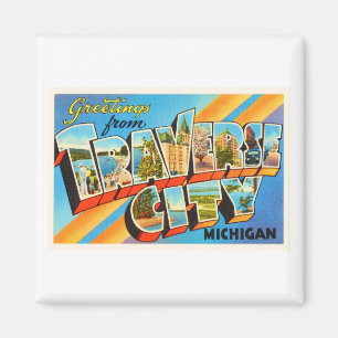 Aimant Souvenir transversal de Vintage voyage du Michigan