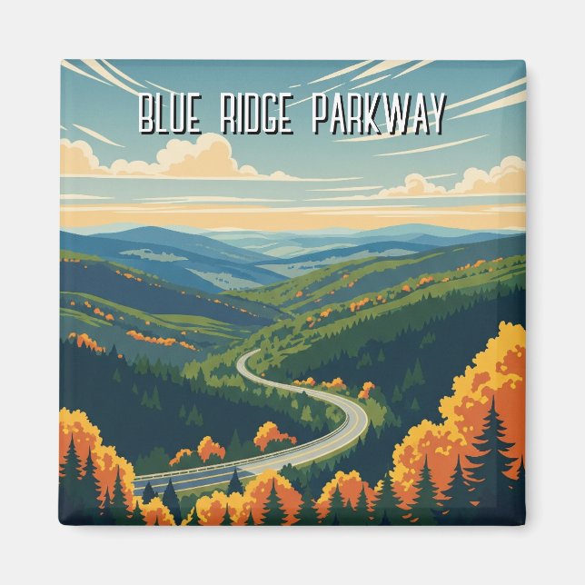 Aimant Souvenir vintage Blue Ridge Parkway (Devant)