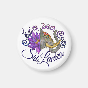 Aimant Souvenirs sri lankais avec Elephant et Lotus