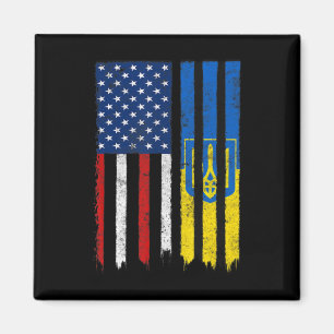 Aimant Soyez Avec L'Ukraine Ukrainienne Américaine Flag P