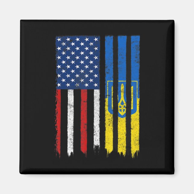 Aimant Soyez Avec L'Ukraine Ukrainienne Américaine Flag P (Devant)