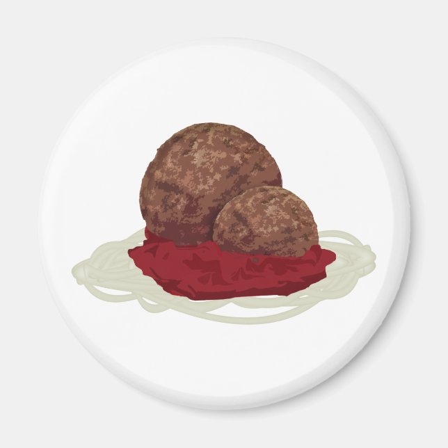 Aimant Spaghetti Et Boulettes De Viande Avec Sauce (Devant)