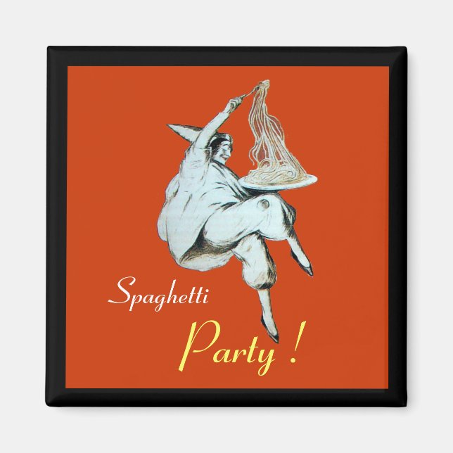 Aimant SPAGHETTI PARTY ITALIAN KITCHEN, RESTAURANT rouge (Devant)